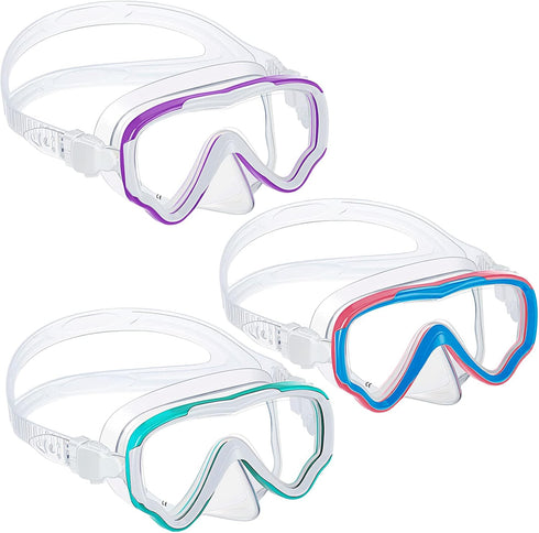 Yexiya 3 Pack Kids Swim Goggles, Silicone Anti Fog Diving Mask with Nose Cover for 6-14 Boys Girls Youth