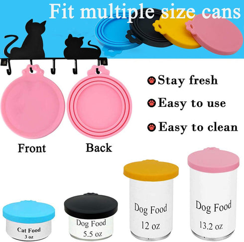 Food Can Covers, 4 Pack Universal BPA Free Silicone Lids for Dog Cat Food, Fits Standard Size Cans