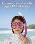 Snorkeling Gear for Adults Age 10+ - 2 Window Adult Snorkel Mask & Set, Panoramic Wide View with Travel Bag