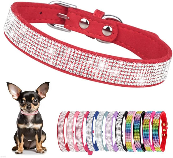 Rhinestone Dog Collar for Small Dogs, Bling Diamond Fancy Crystal Glitter Jewel Collars for XXS XS Small Medium Large