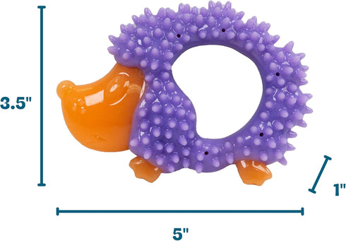 5" 3.5" 1" Cutie Chewies Hedgehog Dental Dog Chew Toy Multi-Textured, Massages Gums, Floats & Bounces for Teething
