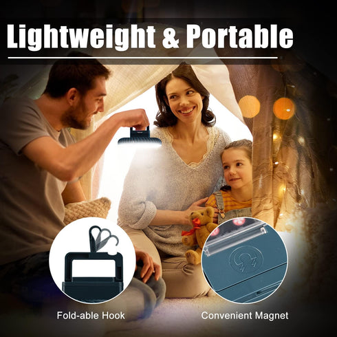 XTAUTO Portable Camping Fan with LED Lantern, USB Rechargeable Waterproof Tent Fan for Outdoor Hiking, Emergency Power