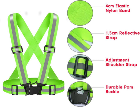 High Visibility Reflective Safety Vest, Adjustable Reflective Gear for Running, Walking, Jogging, Hiking, Night Cycling