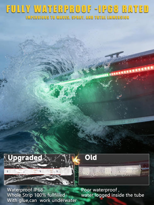 4Pcs 12inch 12v IP68 YM E-Bright Boat Navigation Lights Marine Navigation led Lights Waterproof for Boats, Pontoon