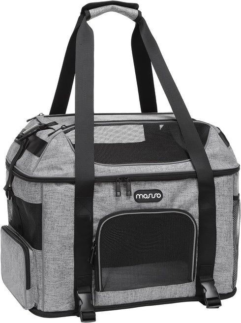 MOSISO Airline Approved Pet Carrier - Top-Expandable Soft Carrier Bag for Small Medium Cats/Dogs Under 22 LB, Grey