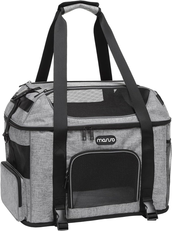 MOSISO Airline Approved Pet Carrier - Top-Expandable Soft Carrier Bag for Small Medium Cats/Dogs Under 22 LB, Grey
