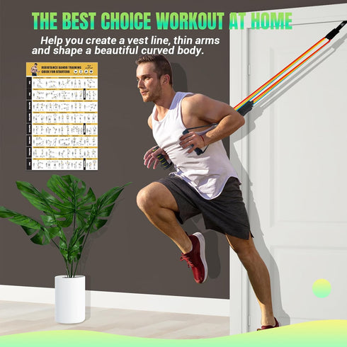 Resistance Bands Set with Yellow Handles, Fitness Bands with Door Anchor, Ankle Straps for Home Gym Workout