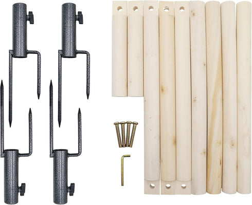 Neeenn Large Chicken Perch Toy for Coop, Wooden Chick Perch Stand with Metal Ground Plug, Chicken Coop Backyard Poultry
