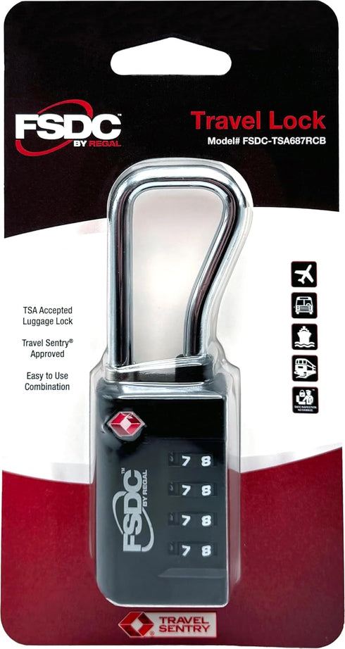 Firearm Safety Devices - FSDC-TSA687RCB 4 Dial Combination Lock for Luggage, Cases, TSA Accepted, Single-Pack