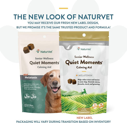 65 NaturVet Quiet Moments Calming Aid Dog Supplement, Helps Promote Relaxation, Reduce Stress, Storm Anxiety, Motion