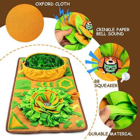 34.6 19.6 AWOOF Large Dog Snuffle Mat, Interactive Feeding Mat, in x in, Squeaker and Crinkle Paper, Non-Slip, Easy
