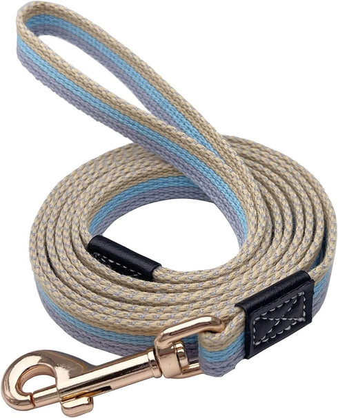 Soft Cotton Web 15FT Dog Leash, Basic Training Walking Lead, 0.6 Inch Wide, Blue