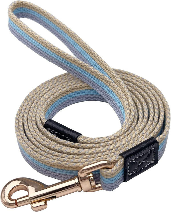 Soft Cotton Web 15FT Dog Leash, Basic Training Walking Lead, 0.6 Inch Wide, Blue