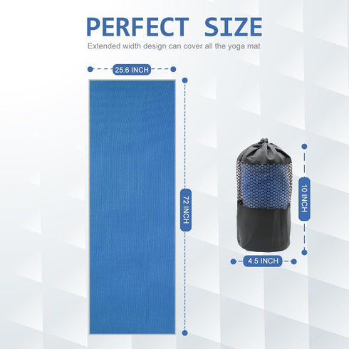 Yoga Towel, Hot Yoga Mat Towel with Grip Dots, Sweat Absorbent Non-Slip for Hot Yoga, Pilates, Workout - Steel Blue