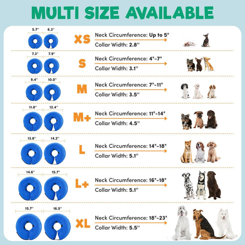 BENCMATE Inflatable Dog Cone Collar Alternative, Soft Dog Cone for Small Medium Large Dogs, X-Large, Blue