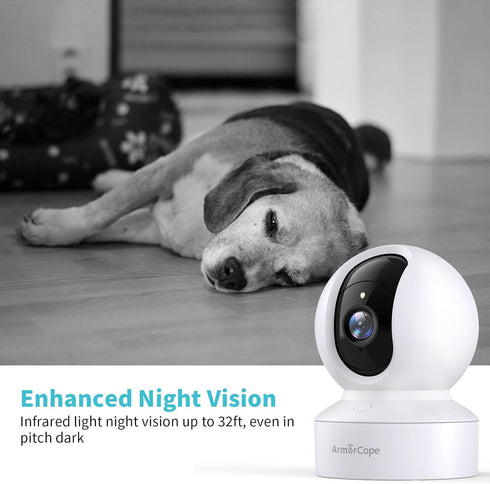 Pet Camera, 2K HD Dog Camera with Phone APP, 360° Pan/Tilt View, Night Vision, Motion Tracking Alarm