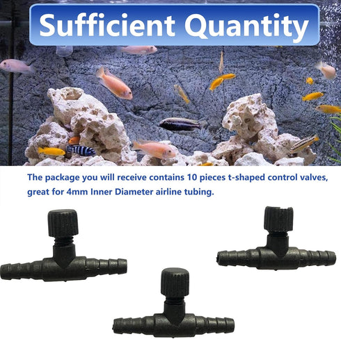 Aquarium Control Valves, 10 Pack T Shaped Control Valve, Single Way Plastic Air Flow Regulator for Fish Tanks.