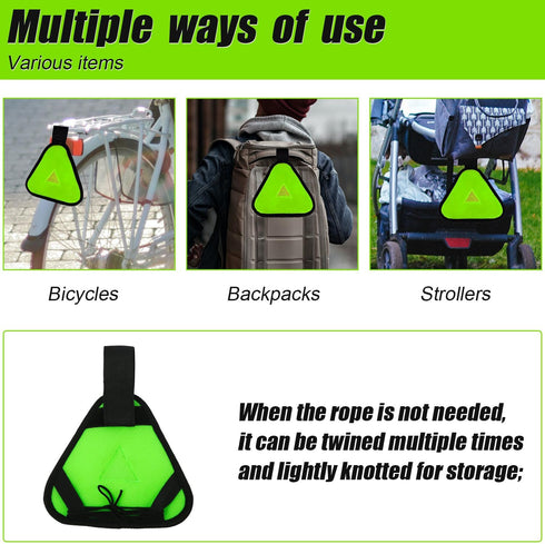 Reflective Triangle Sign, Bright Reflective Yield Symbol with Magic Adhesive Strap & Cord for High Visibility Safety