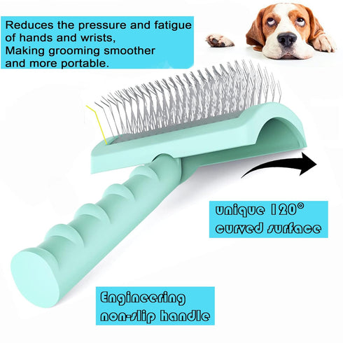 Large Slicker Brush for Dogs & Cats - Extra Long Pin Shedding Brush for Thick Undercoat, 25mm (1"), Green