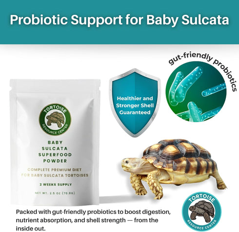 2.5 oz 2 Baby Sulcata Food Powder with Calcium - Scientifically Formulated Diet for Healthy Growth - High Fiber Low