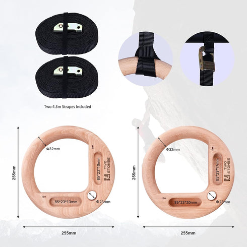Two Stones Portable Hangboard Rock Climbing as Pull Up Ring for Rock Climbers Trainning Indoor or Outdoor Fingerboard