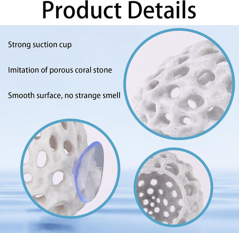 Penitue Shrimp Hides for Aquarium, Multi-Hole Shrimp Dome Hide with Suction Cup Coral Design Betta Fish Toys Fish Tank