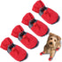 Dog Shoes & Paw Protector, Anti-Slip Sole Summer Dog Booties with Reflective Straps, 4PCS Red for Small Medium Dogs