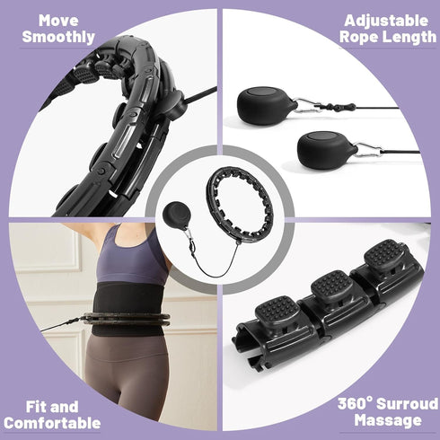 Weighted Fit Hoop Plus Size - 32 Detachable Links Smart Fitness Hoop for Weight Loss and Massage