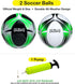 Soccer Ball (Black/Green/Silver, White/Green/Silver) with Pump, Size 3, Pack of 2