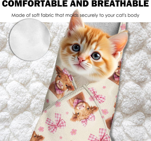 27.6"Cat (6-10 lbs) Grooming Wrap, Self Adhesive Cat Wrap for Cutting Nail, Anti-Escape Calming Cat Swaddle Wrap