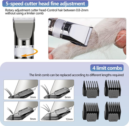 12V Professional Dog Clippers for Grooming - Electric Sheep Shears, Heavy Duty Animal Hair Trimmers