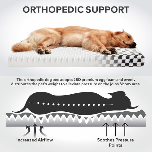 JOEJOY Dog Bed for Medium Dogs, Large Orthopedic Bed with Removable Washable Cover, Plush & Memory Egg Crate Foam, 30 x