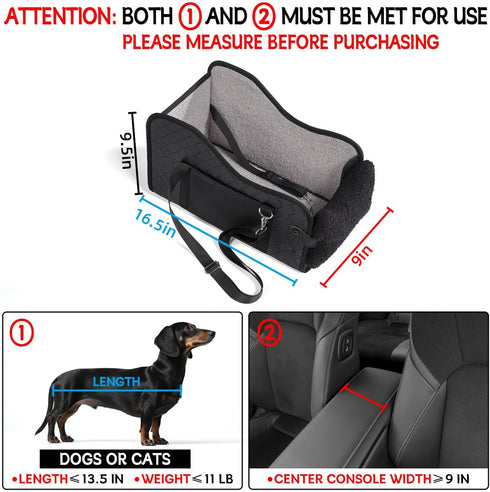 TKYZ Center Console Dog Car Seat,Pet Puppy Car Seat,Middle Console Dog Armrest Booster Seat for Small Dogs(Leather