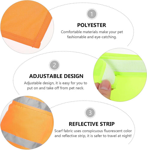 POPETPOP 2pcs Pet Triangle Towel Bibs, Orange Reflector Vest for Night Walking, Small Dog Safety