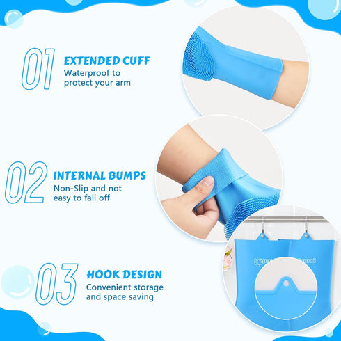 Pecute Heat Resistant Pet Grooming Gloves - Silicone Bathing Gloves with High-Density Teeth for Dogs & Cats (Blue)