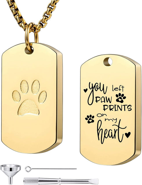 MeMeDIY Personalized Paw Print Dog Tag Pendant - Engraving Photo/Name/Text Necklace for Pet Memorial Jewelry