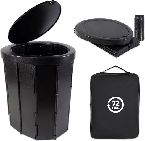 72 HRS Portable Collapsible Camp Toilet - Extra Large, Lightweight & Sturdy (With 12