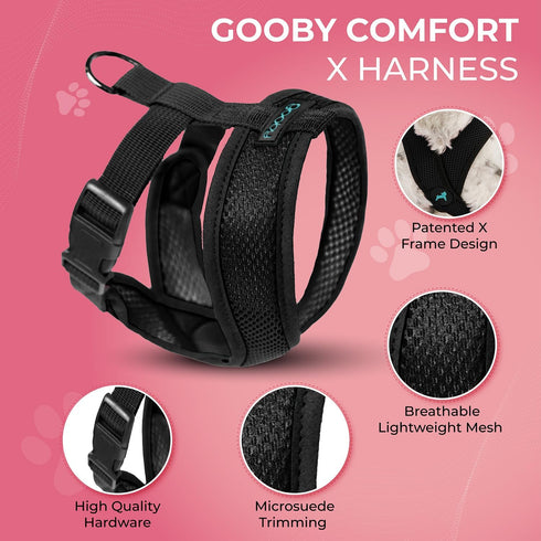 Gooby Comfort X Head in Harness, Black, Small - No Pull Dog Harness for Medium & Small Dogs