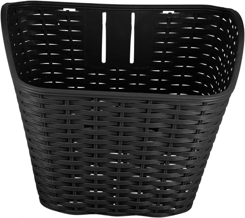 Commuting Toddmomy Braided Bike Basket Front Carrier Plastic Retro Bicycle Storage Basket Black for and Grocery