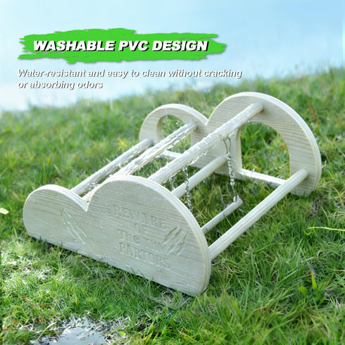 Chicken Perch with Swing & Mirror, Waterproof PVC Roosting Stand for Hens Activity Gym for Chick Toys & Bantams