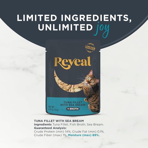 (12 2.47 oz Reveal Natural Wet Cat Food, Limited and Natural Ingredients, Grain Free, High Protein with No Artificial