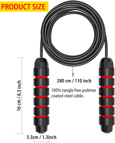 Jump Rope, Tangle-Free Rapid Speed Cable Skipping Rope, Adjustable for Men, Women, Kids - 2 Pack