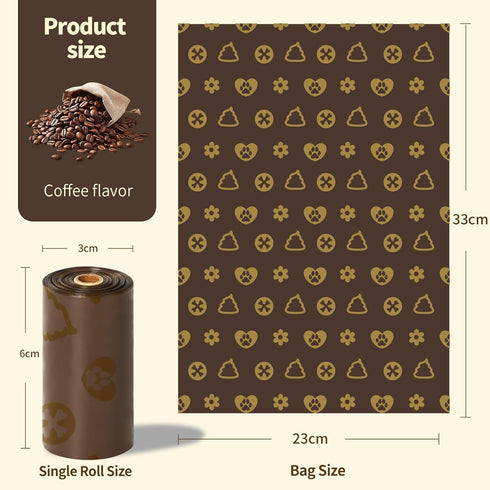 RUIGO 270 Counts 1 Dog Poop Bag, Coffee Scented Waste Bags with Dispenser, Eco-Friendly Leak-Proof Pet Poop Bags