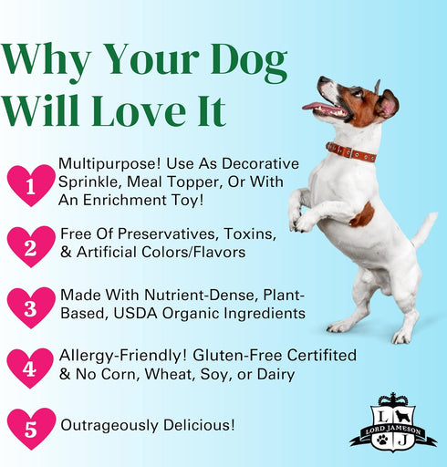 SuperFetti Dog Sprinkles 3oz - Organic Food Topper Made from Coconut, Multi-Color Treat