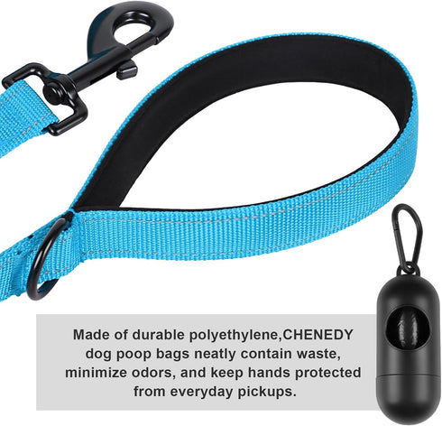 Short Dog Leash, Traffic Padded Handle for Large Breed Dogs, Reflective Training Lead, 24 Inch, Black