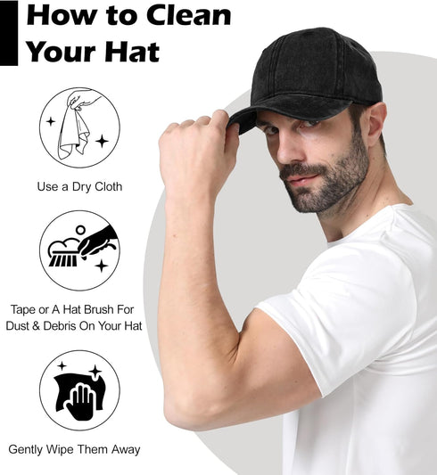 XXL Hats for Men, Low Profile Baseball Cap for Women, Oversized Washed Plain Denim Hat