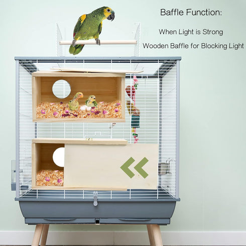 Parakeet Nesting Box, Natural Pine Bird Nest for Cockatiel, Lovebirds, Budgie, Conure Parrot with Detachable Wooden