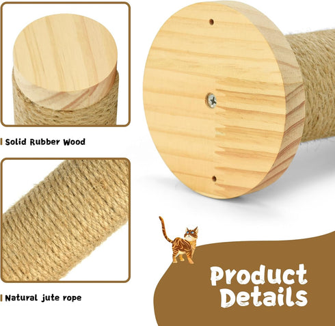 Cat Wall Steps, 11.8 Inch Wall Mounted Cat Stairs with Jute Rope Scratching Shelf (2 Pack)