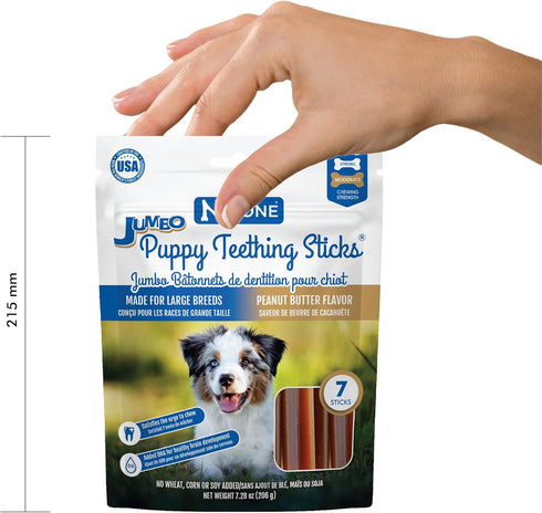 Jumbo Puppy Teething Sticks Peanut Butter Flavor Dog Treats, 7 Count 7.28-oz Bag by N-Bone