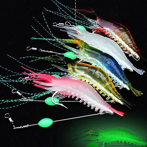 5pcs 9cm 6g MAGICLULU Soft Plastic Fishing Lures with Hooks Artificial Shrimp Baits Glow-in-The-Dark Realistic Soft